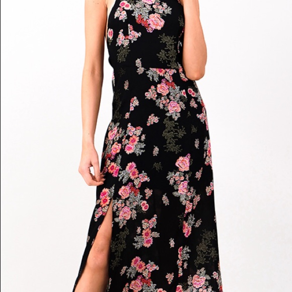 Black Floral Boho Midi Dress - Picture 3 of 5